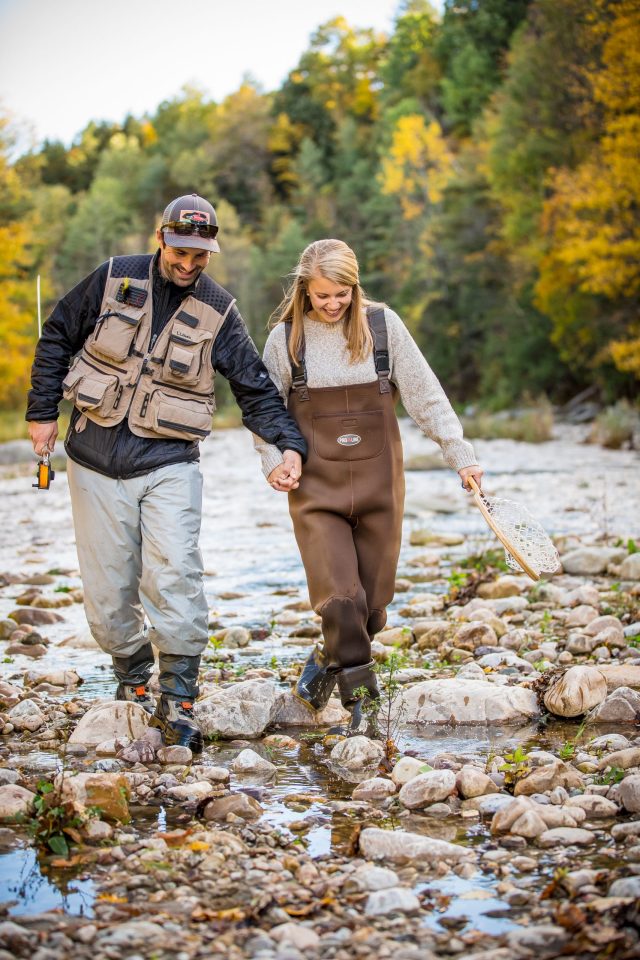 fly fishing unique engagement session