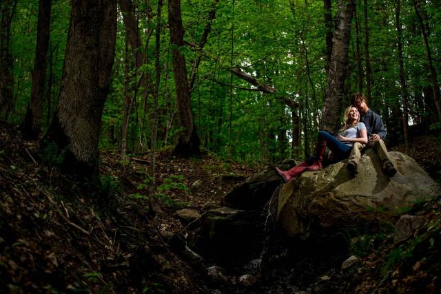 adventurous engagement session hiking