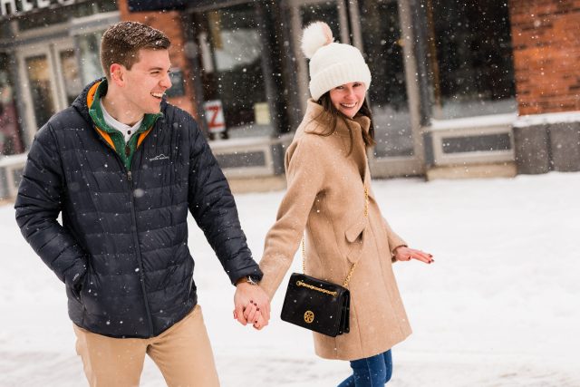 adventurous engagement session in downtown Burlington VT